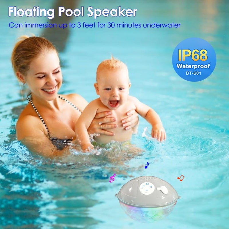 Blufree Floating Pool Speakers with Colorful Lights, IP68 Waterproof Bluetooth Speaker for Pool, Crystal Clear Sound Hot Tub Speaker for Pool, Spa and Outdoor - Image 3